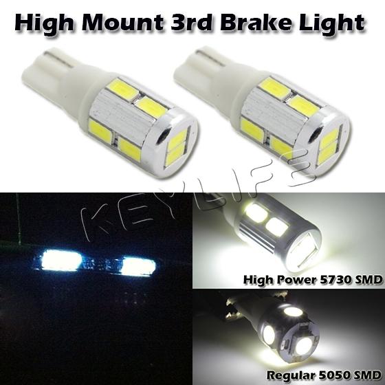 2x white high mount 3rd brake stop lights super bright bulbs high power led