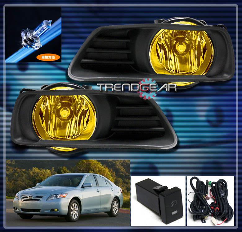 07 08 09 toyota camry ce le xle bumper jdm yellow fog lights lamp+switch+harness