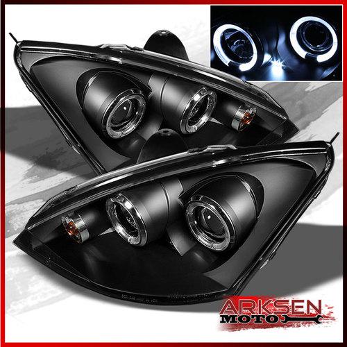 Black 00-04 ford focus dual halo projector headlights lights front lamps pair