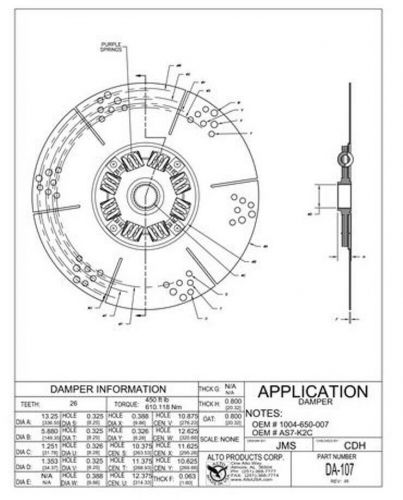 13.25 inch damper flex plate assy for velvet drive fits engines up to 430 cid