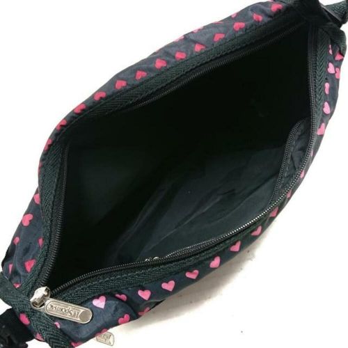 Lesportsac shoulder bag - black pink heart lesponylon