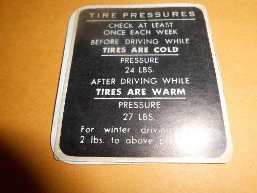 1948-50 buick glove box tire pressure decal reproduction by jim osborn