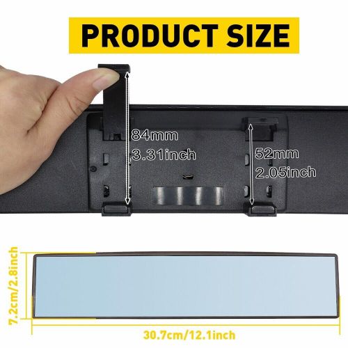 Car universal 300mm rear view wide angle convex clear rearview mirror click on