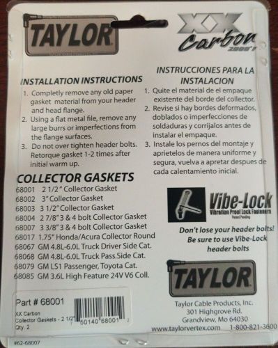 Taylor 68001 xx carbon 2 1/2&#034; collector gasket