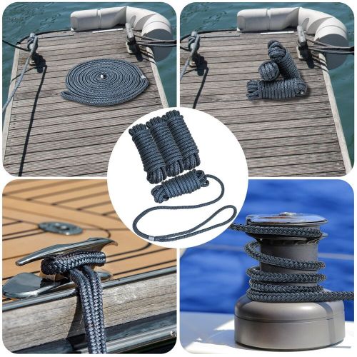 4 pack 3/8 x 15 dock lines nylon rope for boats double braided boat accessories