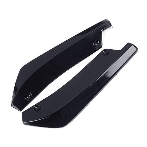 2pcs universal car rear bumper guard lip diffuser shark fin spoiler glossy black