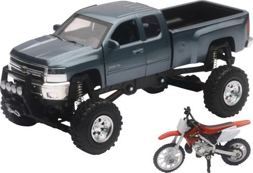 New ray toys chevrolet silverado offroad pick up w/ honda dirt bike