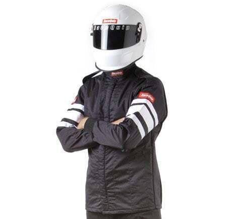 Racequip 121002rqp 120 series driving jacket sfi 3.2a/5 black/white stripe small