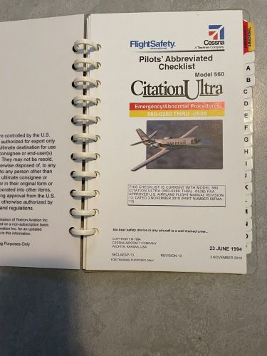 Cessna citation v ultra emergency abnormal procedures pilot’s checklist