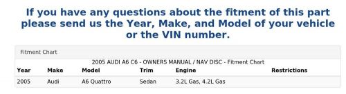 2005 audi a6 c6 - owners manual / nav disc