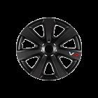 14&#034; x 4 wheel trims black carbon effect hub caps fits nissan almera,note,pixo