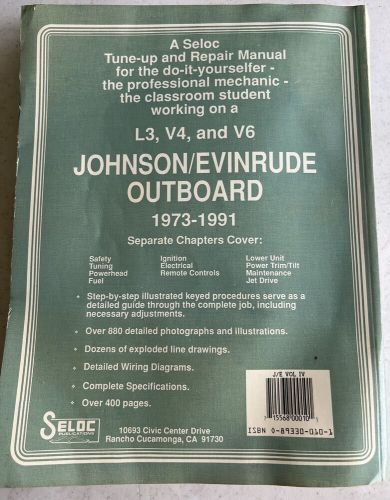 Seloc johnson evinrude outboard tune-up repair manual l3, v4, v6 1973-1991 vol 4