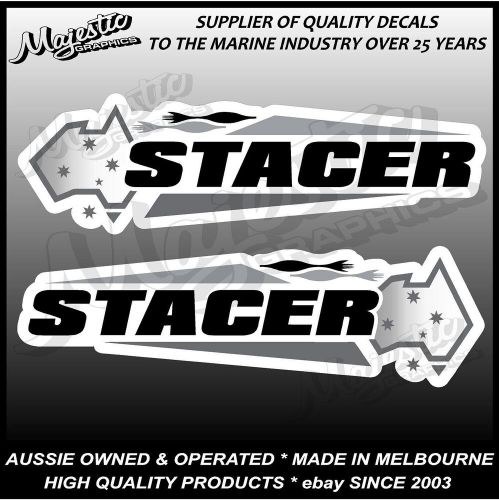 Stacer - 450mm x 135mm x 2 - left &amp; right pair - black - boat decals