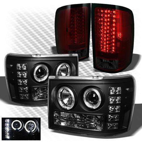 07-13 sierra black projector headlights + r/s philips-led perform tail lights