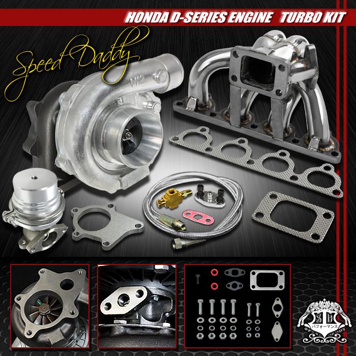 T04e 5-pc turbo kit turbocharger+ss manifold+wg 88-00 d15/d16 civic/crx/del sol