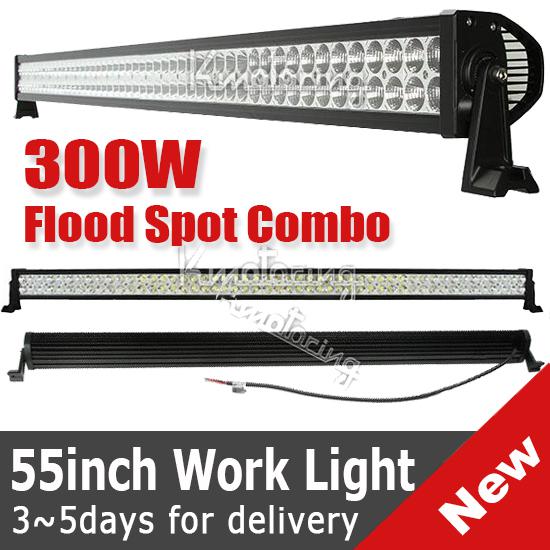 52“ 300w spot flood combo led dual row work light offroad lamp wagon van 30000lm