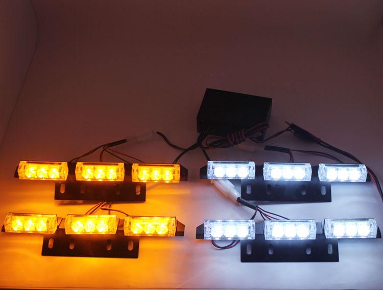 4 x 9 led amber/white auto van truck strobe flash light grill emergency lights 