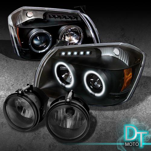 05-07 magnum ccfl halo black projector head lights+smoked fog lamps set