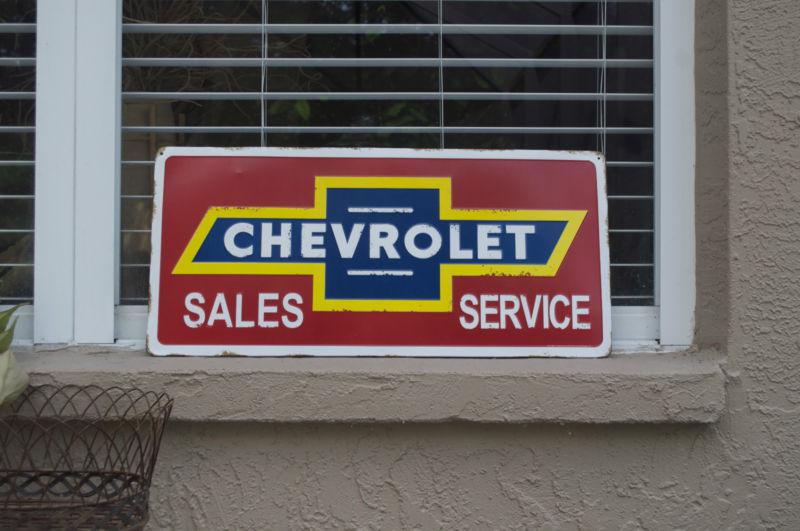 Chevrolet sales service metal embossed vintage look sign 1969 camaro corvette