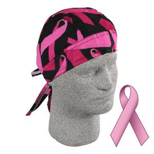 Do rag bandanna breast cancer black with pink ribbons