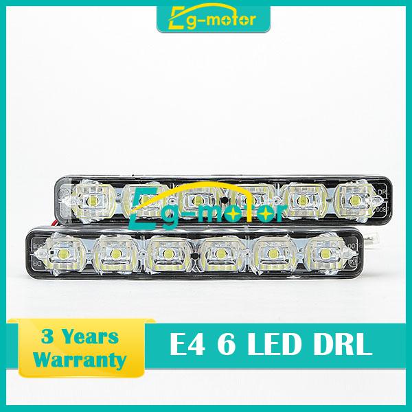 Pair diy e4 6-led high power drl daytime running fog lamps lights 12v white