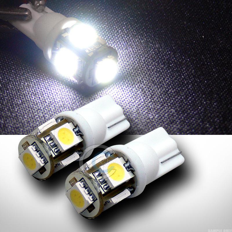 2x white t10 wedge 5x 5050 smd led side marker/license plate light lamp bulb 12v