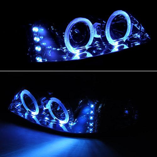 99-04 ford mustang twin halo led projector headlights lamp head lights pair set