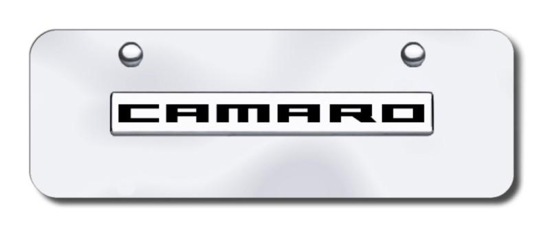 Gm camaro chrome name on chrome mini license plate made in usa genuine