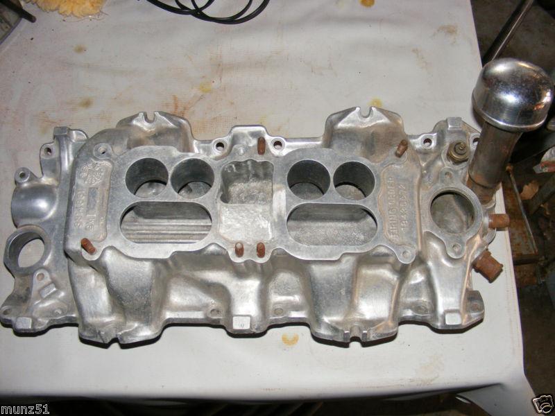 Gm,twin 4 barrel intake manifold #3814881 aluminum fits gm type engine vintage 