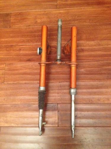 1970 honda mini trail 70 ct70 front fork tubes/suspension/headlight ears/oem