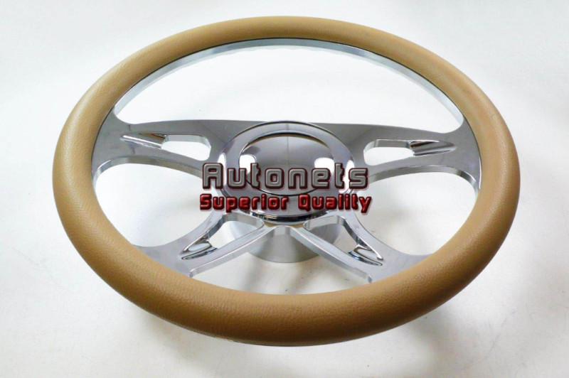 Beige leather carousel camaro impala nova hot rod steering wheel horn adapter