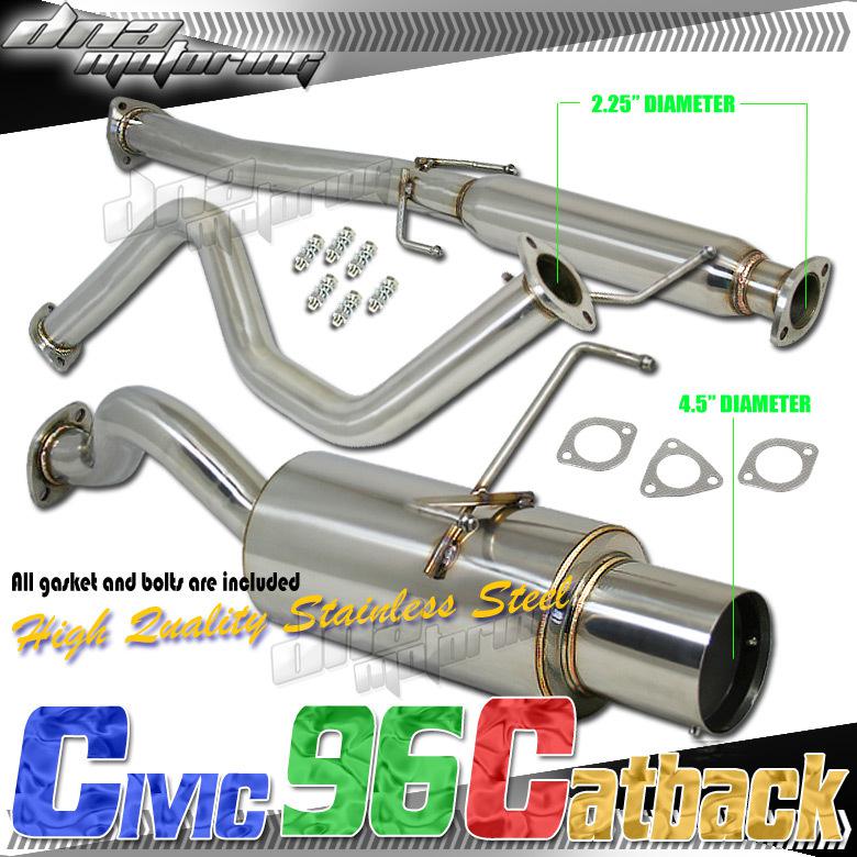 Honda civic 96-00 3-dr hatchback stainless steel catback exhaust system cat back