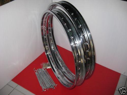 Honda cb100 cl100 steel wheel rim f/r (18"/18")+ spoke set 72 pcs.