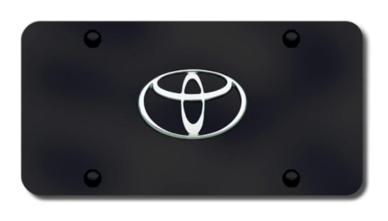 Toyota logo chrome on black license plate made in usa genuine