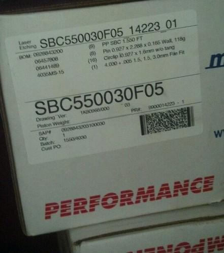 Mahle sbc pistons new