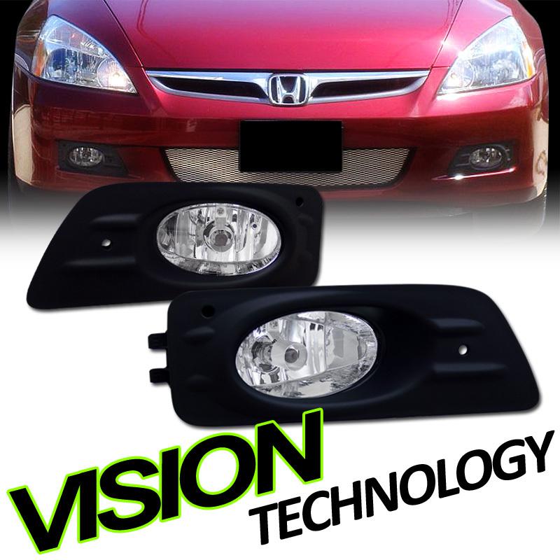 Pair 06-07 accord 4d/4dr sedan clear lens fog lights lamps+switch+h11 bulbs+wire