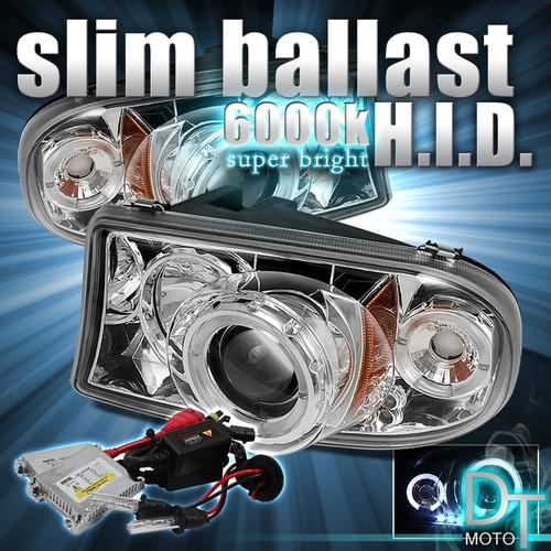 Slim 6000k hid kit 97-04 dakota 98-03 durango halo led projector headlights