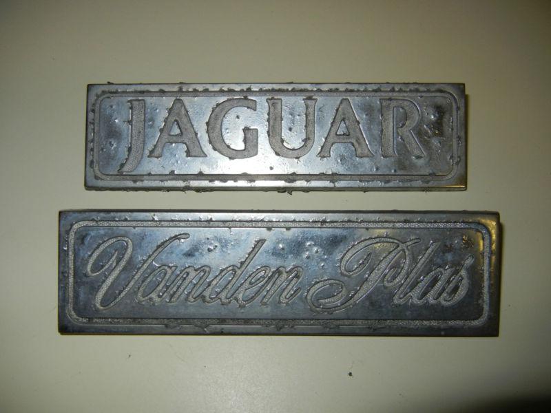 Vintage jaguar vanden plas trunk rear metal emblems.