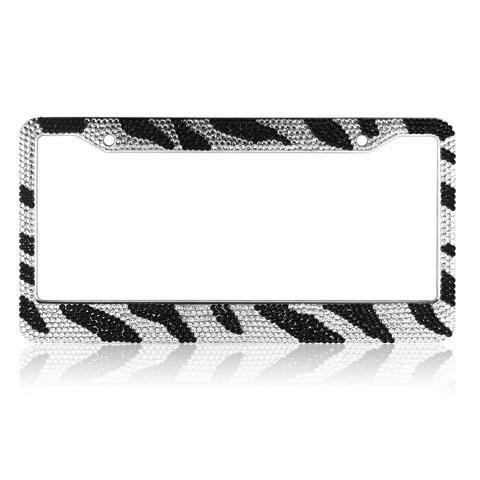 Bling bling rhinestone crystal license plate frame (zebra)