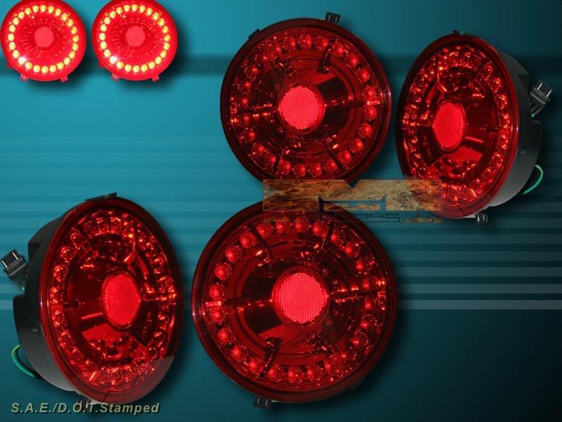 Chevrolet corvette 2005-10 / corvette 06-10 z06 l.e.d. tail lights euro red 4pcs