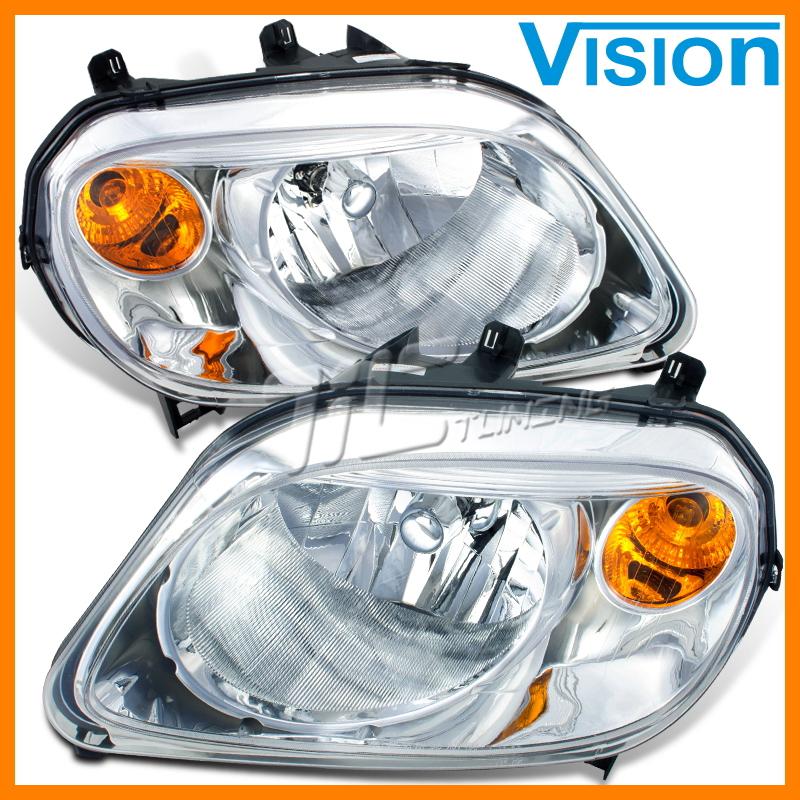 06-11 chevy hhr head lamp amber signal chrome bulb cap light housing lh+rh pair