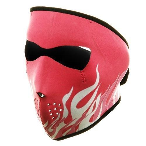 2 in 1 reversible motorcycle biker neoprene face mask -pink & wht flame
