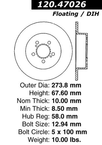 Centric-power slot 128.47026l stoptech sport rotors 05-09 legacy outback