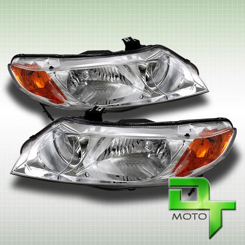 06-08 honda civic 4dr sedan crystal headlights lamps lights left+right pair sets