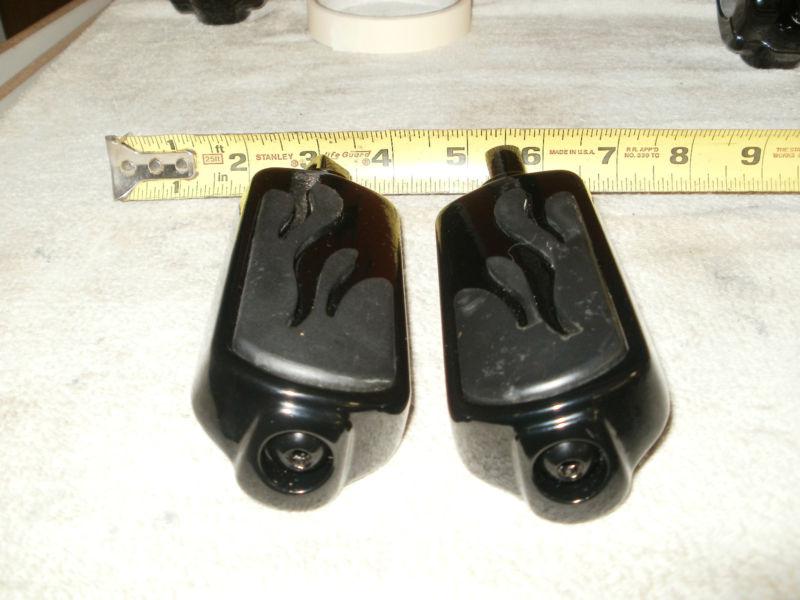 Harley davidson oem flamed foot pegs, dealer take offs coated gloss black, nr 