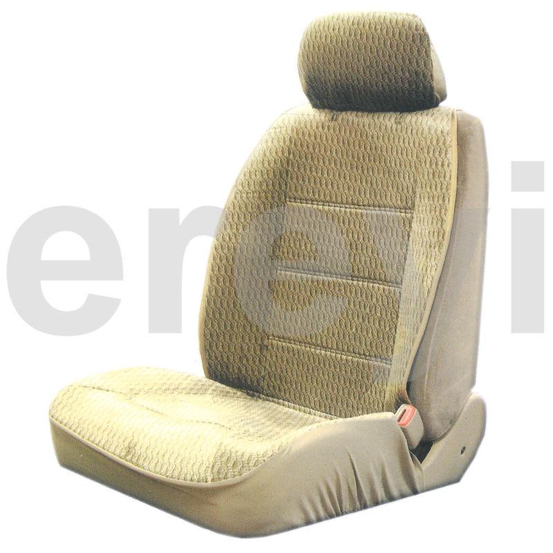 1 tan cloth fabric sideless car seat cover with headrest auto truck universal