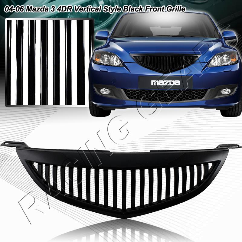 2004-2006 mazda 3 4 door jdm front upper hood abs plastic black vertical grille