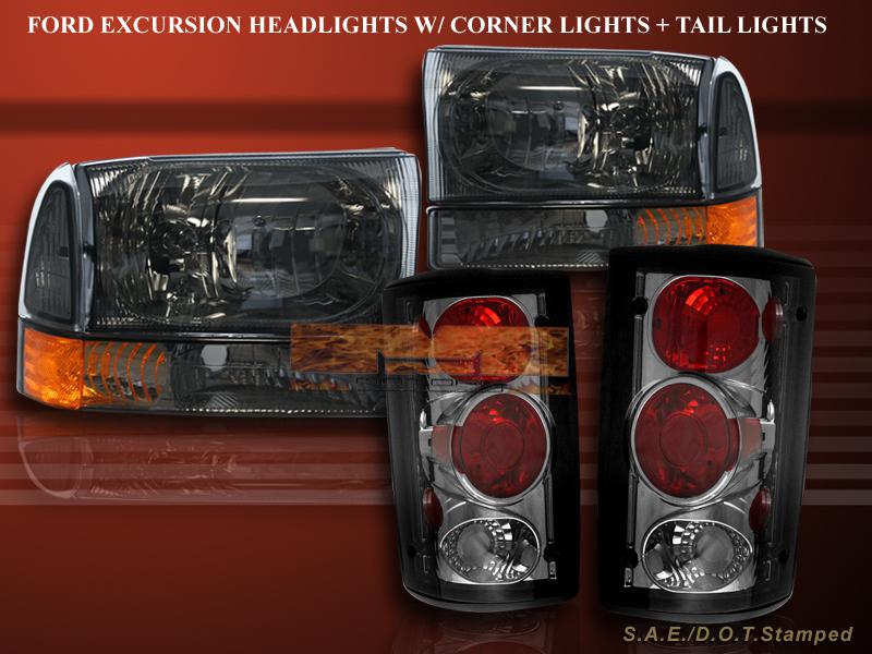 00 - 04 ford excursion smoke tail lights +  smoke headlights / corner lights set