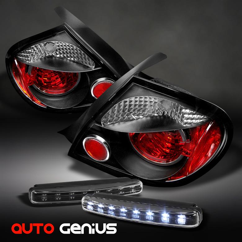 03-05 dodge neon black altezza tail lights + daytime led running lights combo