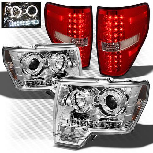 09-13 f150 halo projector headlights + r/c philips-led perform tail lights set